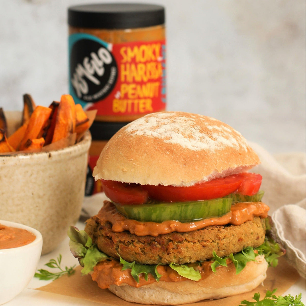 Chickpea & Smoky Harissa Peanut Butter Burgers – Yumello