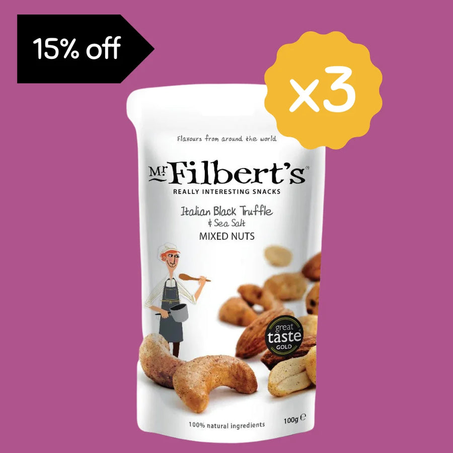 Mr Filberts Italian Black Truffle & Sea Salt Mixed Nuts 3 x 100G